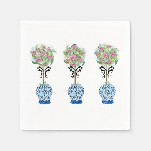 Topiary Blue en White Ginger Jar Doormat Rug Servet (Voorkant)