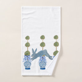 Topiary Blue French Country Bunny Rabbit Handdoek