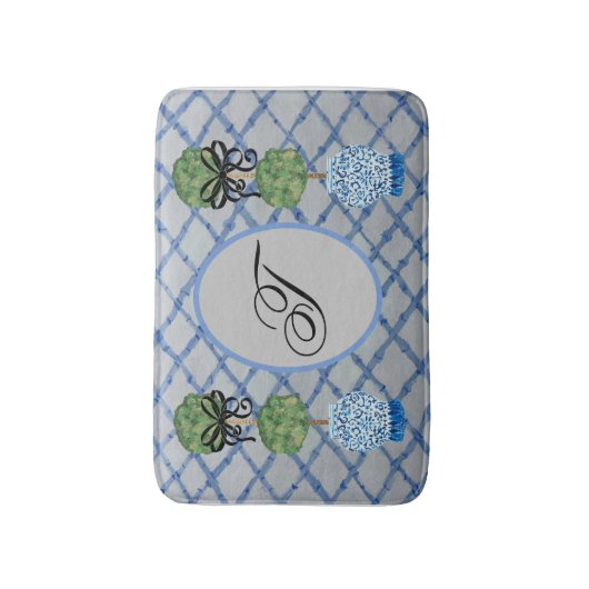 Topiary Blue Ginger Jar Rug Bath Mat (Voorkant Verticaal)