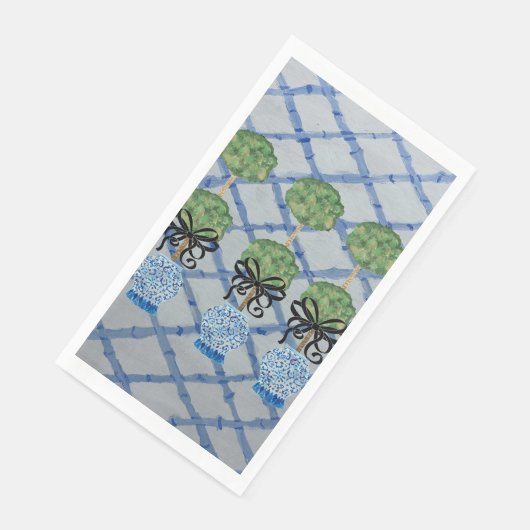 Topiary Blue Ginger Jars Guest Napkins Servet (Hoek)
