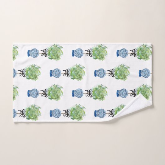 Topiary Blue White Ginger Jar Jars Bath set Bad Handdoek (Handdoek)