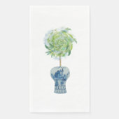 Topiary Blue White Ginger Jar Paper Guest Towels Servet (Voorkant)