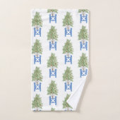 Topiary Blue White Planter Box Bath Towel set Bad Handdoek (Handdoek)