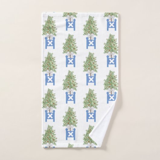 Topiary Blue White Planter Box Bath Towel set Bad Handdoek (Handdoek)