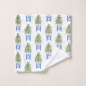 Topiary Blue White Planter Box Bath Towel set Bad Handdoek (Wasdoekje)