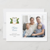 Topiary Bunny Monogram Pasen foto groetjes Feestdagenkaart (Voorkant)