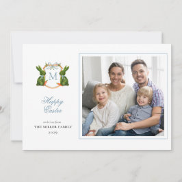 Topiary Bunny Monogram Pasen foto groetjes Feestdagenkaart