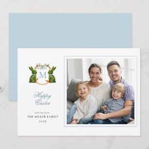 Topiary Bunny Monogram Pasen foto groetjes Feestdagenkaart