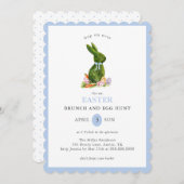 Topiary Bunny Paasbrunch en Egg Hunt Kaart (Voorkant / Achterkant)