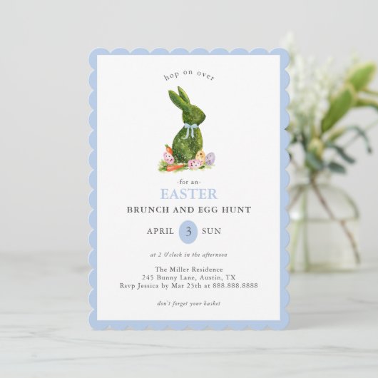 Topiary Bunny Paasbrunch en Egg Hunt Kaart (Staand voorkant)