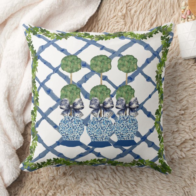 Topiary Chinoiserie Ginger Jar Jars Lumbar Kussen (Deken)