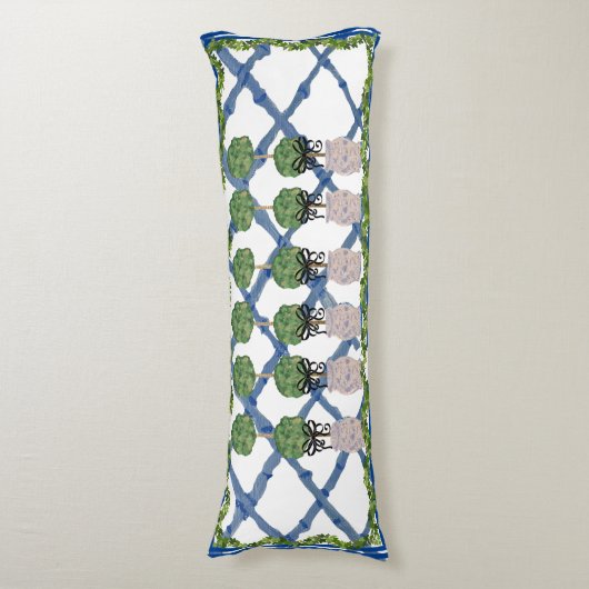 Topiary Chinoiserie Ginger Jar Jars Lumbar Lichaamskussen (Voorkant Verticaal)