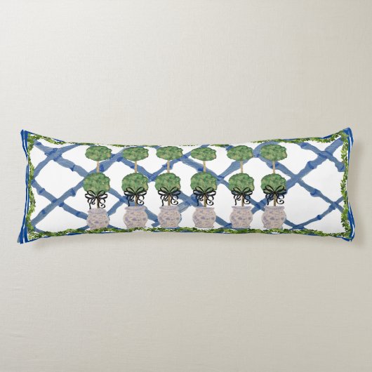 Topiary Chinoiserie Ginger Jar Jars Lumbar Lichaamskussen (Voorkant)