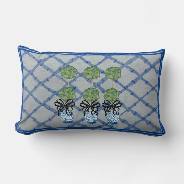 Topiary Chinoiserie Ginger Jar Lumbar Accent Pill Kussen (Voorkant)