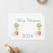 Topiary Christmas Kaart Notitiekaartje (Voorkant / Achterkant in situ)