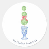 Topiary Coquette Chinoiserie Kerst stickers (Voorkant)