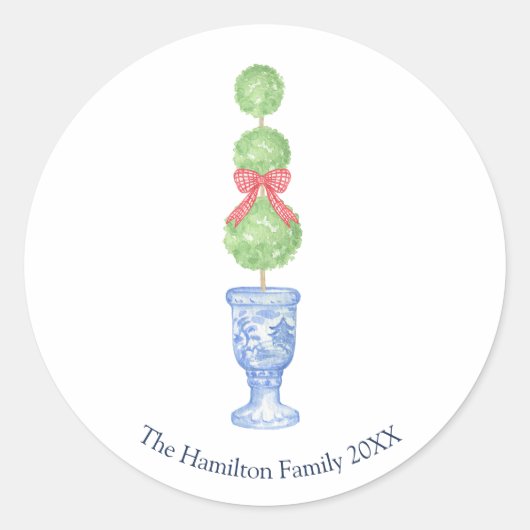 Topiary Coquette Chinoiserie Kerst stickers (Voorkant)