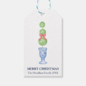 Topiary Coquette Chinoiserie Kerstcadeautags Cadeaulabel (Voorkant)