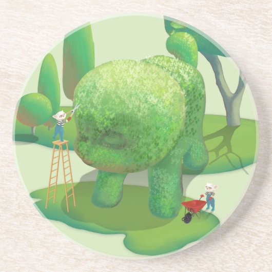 Topiary Dog Onderzetter (Voorkant)