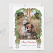Topiary Grandmillennial Photo Christmas Card Kaart (Voorkant)