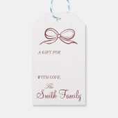 Topiary met Bow Christmas Chinoiserie Label Cadeaulabel (Achterkant)