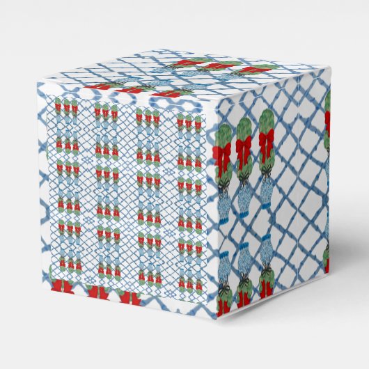 Topiary met Kerstmis Chinoiserie Bamboo Bedankdoosjes (Voorkant Zijde)