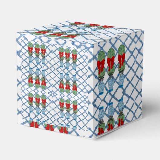 Topiary met Kerstmis Chinoiserie Bamboo Bedankdoosjes (Achterkant)