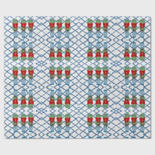 Topiary met Kerstmis Chinoiserie Bamboo Cadeaupapier (Vlak)