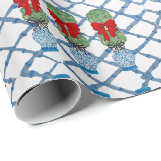 Topiary met Kerstmis Chinoiserie Bamboo Cadeaupapier (Rol Hoek)