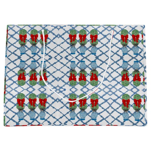 Topiary met Kerstmis Chinoiserie Bamboo Groot Cadeauzakje (Voorkant)