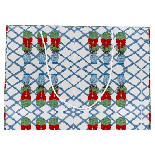 Topiary met Kerstmis Chinoiserie Bamboo Groot Cadeauzakje (Achterkant)