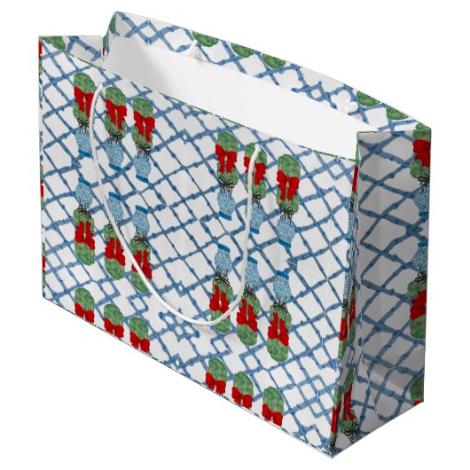 Topiary met Kerstmis Chinoiserie Bamboo Groot Cadeauzakje (Achterkant Gekanteld)