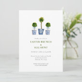 Topiary Pasen brunch & eieren jacht uitnodiging (Staand voorkant)
