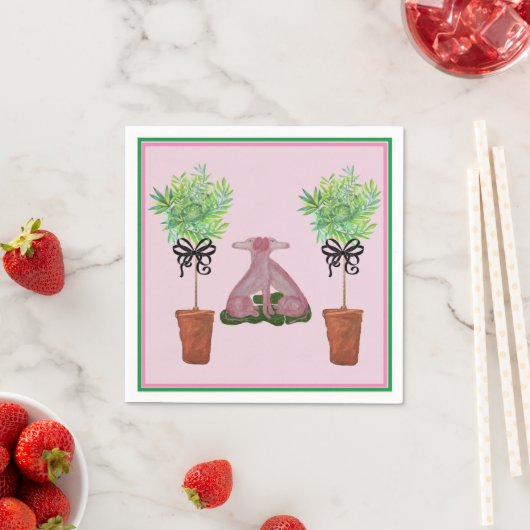 Topiary Pink Staffordshire Dog Paper Guest Towels Servet (Insitu)