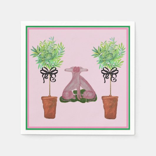 Topiary Pink Staffordshire Dog Paper Guest Towels Servet (Voorkant)