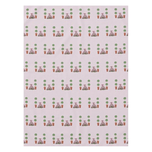 Topiary Pink Staffordshire Dogs fabric Tafelkleed (Voorkant)