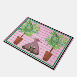 Topiary Pink Staffordshire Dogs Mat doormat rug