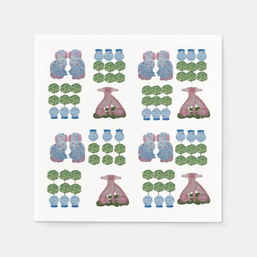 Topiary Staffordshire Dogs Ginger Jar Servet (Voorkant)