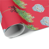 Topiary Topiaries Blue en White Ginger Jar Cadeaupapier (Rol Hoek)