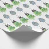 Topiary Topiaries Blue en White Ginger Jar Cadeaupapier (Hoek)