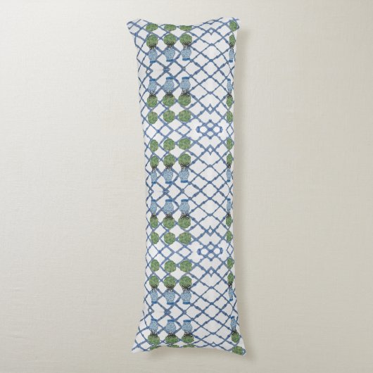 Topiary Topiaries Blue White Ginger Jar Jars  Lichaamskussen (Voorkant Verticaal)