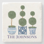 Topiary Tree Chinoiserie Trio Stenen Onderzetter (Voorkant)