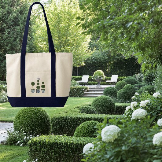 Topiary Tree Monogrammed Contrastkleur Canvas Tote Bag