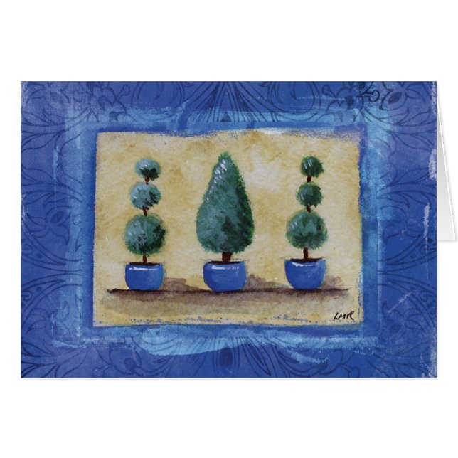 Topiary Trees met Blauwe Grens (Voorkant Horizontaal)