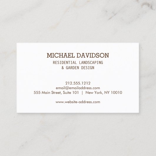 Topiary Trio Gardener Landscaping Brown Visitekaartje (Achterkant)