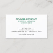 Topiary Trio Gardener Landscaping Dark Green Visitekaartje (Achterkant)