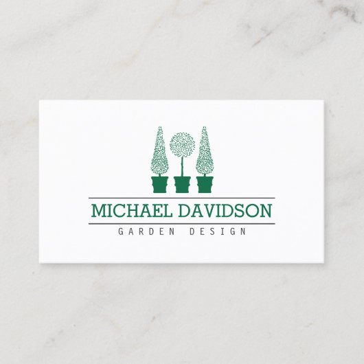 Topiary Trio Gardener Landscaping Dark Green Visitekaartje (Voorkant)
