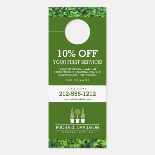 Topiary Trio Gardener Landscaping Green/White Deurhanger (Voorkant)