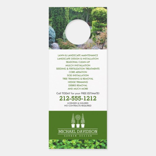 Topiary Trio Gardener Landscaping Green/White Deurhanger (Achterkant)