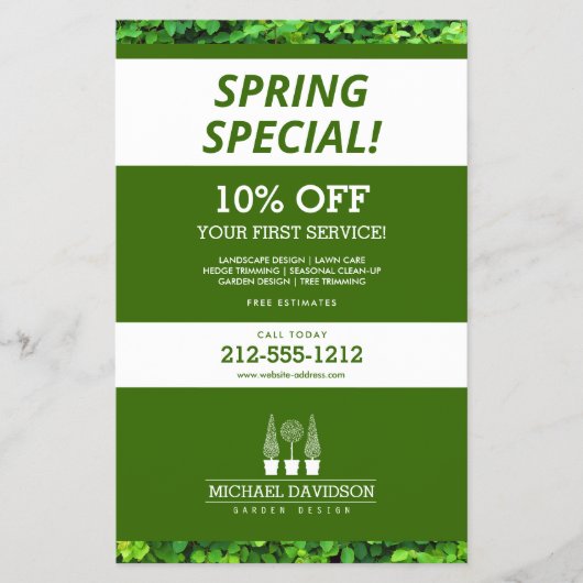Topiary Trio Gardener Landscaping Green/White Flyer (Voorkant)